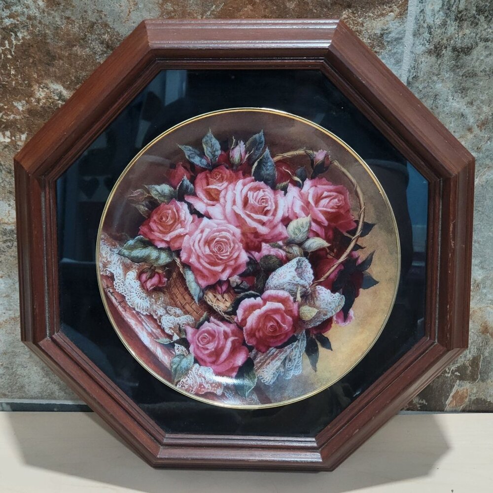Framed Grace De Monaco Rose Decorative Plate Katherine Austen Wall Hanging Decor